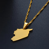 Anniyo 2.5CM Syria Map Necklaces Charms Pendant Necklaces Syrians Jewelry #042921