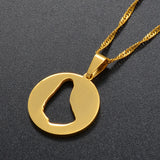Anniyo Charm Map of Barbados Island Pendant Necklaces Round Barbados Jewelry #119721