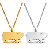 Anniyo Heart Puerto Rico Map Pendant Necklaces PR Puerto Ricans Jewelry @124821
