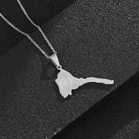 Eritrea Map & Flag Pendant and Thin Necklaces for Women/Girl Silver Color/Gold Stainless steel African Eritrean Party Jewelry