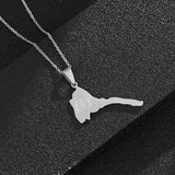 Eritrea Map & Flag Pendant and Thin Necklaces for Women/Girl Silver Color/Gold Stainless steel African Eritrean Party Jewelry