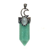 Natural Amethyst Rose Quartz Crystal Lapis Lazuli Labradorite Hexagon Moon Black Agate Tiger Eye Stone Pendant Jewelry For Women