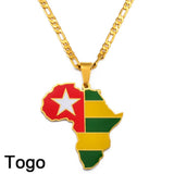 Anniyo 3.8CM Hip-hop Africa Map Pendant Necklace Jewelry Ghana Nigeria Congo Sudan Somalia Uganda Zimbabwe Zambia Liberia#207921