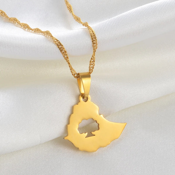 Anniyo 2.1CM Ethiopian Oromia Map Pendant Chains for Women Girls Oromo Jewelry @038821