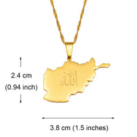 Anniyo Afghanistan Map With Allah Pendant Necklaces for Women Afghan Maps Islam Jewelry #213321