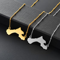 Anniyo Bonaire Map Pendant Bead Necklaces Antilles Women Girls Gold Color/Silver Color Stainless Steel Antilles Jewelry #151921
