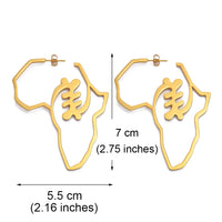 Anniyo African Symbol Earrings Gold Color Stainless Steel Adinkra Nyame Earrings Stud Ethnic large Jewelry Love  #131121