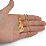 Anniyo 3.5CM Republic of the Congo Map Flag Pendant Necklaces Brazzaville Ethnic Ornament Jewelry #168221