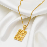 Anniyo Auspicious Dragon Pendant Necklace for Women Girls Gold Color Jewelry Jewellery Chinese Style @@010709