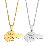 Anniyo Africa Map Berbers Pendant Necklaces African Berber Jewelry for Amazigh Women Men @252021