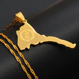 Anniyo 3.7cm Eritrea Map & Flag Pendant Necklaces Women Girl Silver Color/Gold-Plated Jewelry African Map of Eritrean @025821