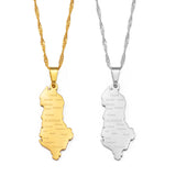 Anniyo Albania Map With Cities Pendant Necklaces Gold Color/Silver Color Albanian Jewelry #214221