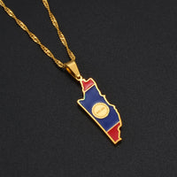 Anniyoc Belize Map Flag Pendant Necklaces Women Girls Charm Belize's Maps Jewelry #208921