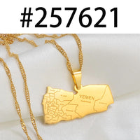 Anniyo Yemen Map With City Name Pendant Necklaces Jewelry Maps of Yemeni  @257621