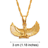Anniyo Fab Egyptian Goddess Necklace Silver Color/Gold Color Wing Chains Ankh Bib Wicca Pagan Jewelry Egypt Religion #220206