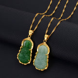 Anniyo Green Guanyin Pendant Necklace Chinese Style Buddhist Ornament Maitreya Buddha Amulet Hinduism #003136
