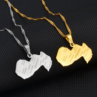 Anniyo Paraguay Map Pendant Necklaces for Women Men Jewelry Paraguayan #241221
