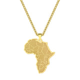 Kinitial Stainless Steel African Country Map Pendant Charm Necklace Jewelry  Clavicle Chain Necklace for Women Party Choker Gift