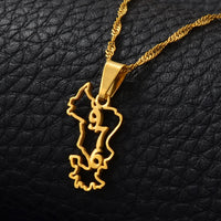 Anniyo Small Mayotte Pendant Necklaces for Women Girls Mamoudzou Mahore Jewelry #146521