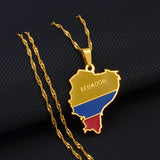 Anniyo Ecuador Map With Flag Pendant Necklaces Ecuadorian Jewelry #214621