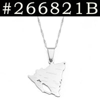 Anniyo Nicaragua Map With Cities Pendant Necklaces Silver Color/Gold-Plated Jewelry Nicaraguan Jewelry @266821