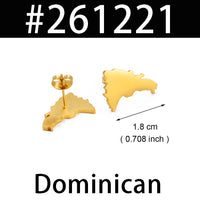 Anniyo Puerto Rico Mexico Dominican Guatemala Map Stud Earrings Jewelry Stainless Steel Ethnic Ornament  #261021
