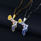 Anniyo Bonaire Map and Flag Pendant Necklaces Jewelry #243521