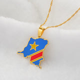 Anniyo 3CM Democratic Republic of the Congo Map Colored Flag Pendant DRC Kinshasa Necklace Ethnic Jewelry @200621