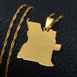 Anniyo With City Name Angola Map Pendant Necklaces Silver Color/Gold Color African Jewelry Angolan Country Maps #135621