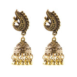 Retro Indian Bollywood Kundan Jhumka Jhumki Three-layer Drop Earrings For Women Boho Ethnic Gypsy Fashion Wedding Wear Jewelry