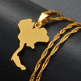 Anniyo the Kingdom of Thailand Map Pendant Necklaces for Women/Girl Jewelry Thai  #024721