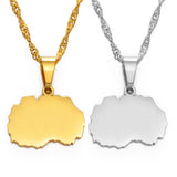 Anniyo 1.8CM Small Size North Macedonia Map Pendant Necklaces For Women Girls Silver Color/Gold Color Jewelry  #146821