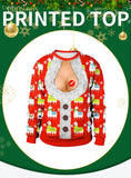 Ugly Christmas Fake sweaterr Unisex Men Women For Holidays Santa Cat Elf Christmas Funny Fake Hair Sweater Autumn Winter Blouses