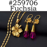 Anniyo Hawaiian Hibiscus Flower Sets Colorful Beads Pendant Necklaces Earrings Accessories Guam Micronesia Jewelry #259706