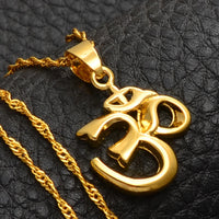 Anniyo African Symbol Small Yoga Charm Necklace Pendant for Women Girl,Indian Hindoo Hindu Buddhist  OM India Religion #00710