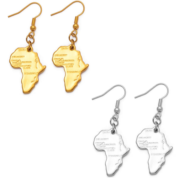 Anniyo Africa Map Earrings for Women Girl Congo Sudan Egypt Ethiopian Nigeria Jewelry  #002306