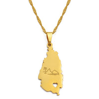 Anniyo Saint Lucia Map Pendant Necklace for Women Girl Gold Color Jewelry St. Lucia Cities Pendant Chains Jewellery #123821