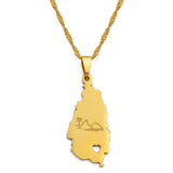 Anniyo Saint Lucia Map Pendant Necklace for Women Girl Gold Color Jewelry St. Lucia Cities Pendant Chains Jewellery #123821