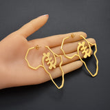 Anniyo African Symbol Earrings Gold Color Stainless Steel Adinkra Nyame Earrings Stud Ethnic large Jewelry Love  #131121
