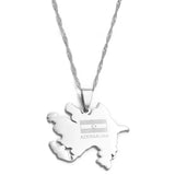 Anniyo Gold Color Azerbaijan Map & Flag Pendant Necklaces Azerbaycan of Maps Jewelry  #010521