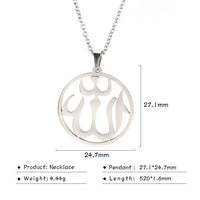 Skyrim Islamic Quran God Allah Necklace Women Stainless Steel Gold Color Muslim Arabic Pendant Necklaces Jewelry Religion Gift