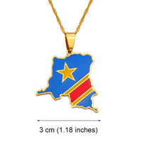 Anniyo 3CM Democratic Republic of the Congo Map Colored Flag Pendant DRC Kinshasa Necklace Ethnic Jewelry @200621