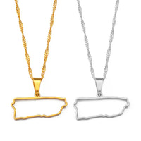 Anniyo Contour Puerto Rico Map Charm Pendant Necklaces Silver Color/Gold Color PR Puerto Ricans Jewelry #051021