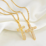 Anniyo Cross Necklaces Women Girl Charms Pendant Cubic Zirconia Crosses Jewelry CZ Christian Catholic Religious Ornaments#134916