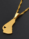 Anniyo 2.3CM Silver Color/Gold Color Map of the Barbados Island Pendant Necklaces Heart Barbados Maps Jewelry #122521