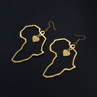 Anniyo 7CM/2.6CM/3.5CM Africa Map Big Earrings Exaggerate Earring Heart African Jewelry Traditional Ethnic Hyperbole #232721
