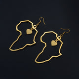 Anniyo 7CM/2.6CM/3.5CM Africa Map Big Earrings Exaggerate Earring Heart African Jewelry Traditional Ethnic Hyperbole #232721