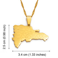 Anniyo Dominican Map With Cities Pendant Necklaces Jewelry Gold Color and Silver Color #123521