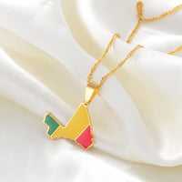 Anniyo Mali Map Flag Pendant Necklaces for Women Men Ethnic Jewelry Stainless Steel Republique du Mali #156321