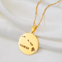 Anniyo Round Hawaii State Map Pendants Necklaces Hawaiian Jewelry #256521